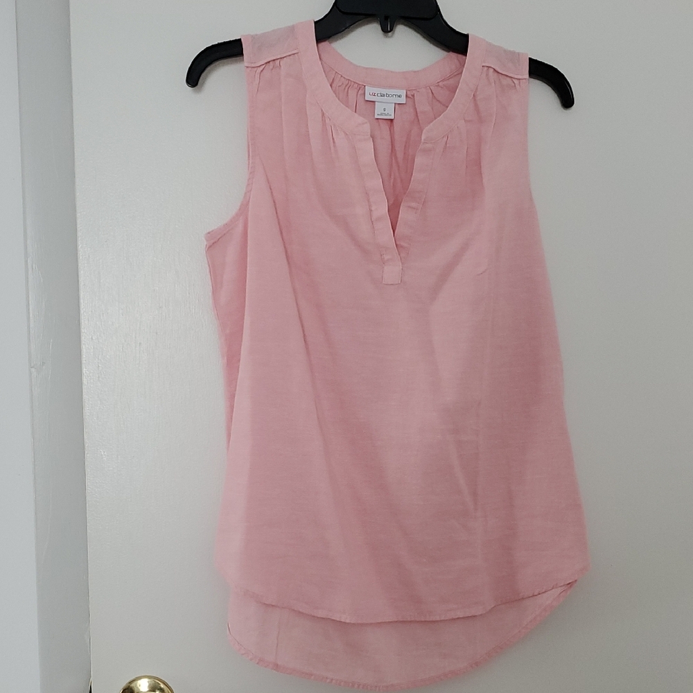 Liz Claiborne Pink Sleeveless Mandarin Collar Blouse